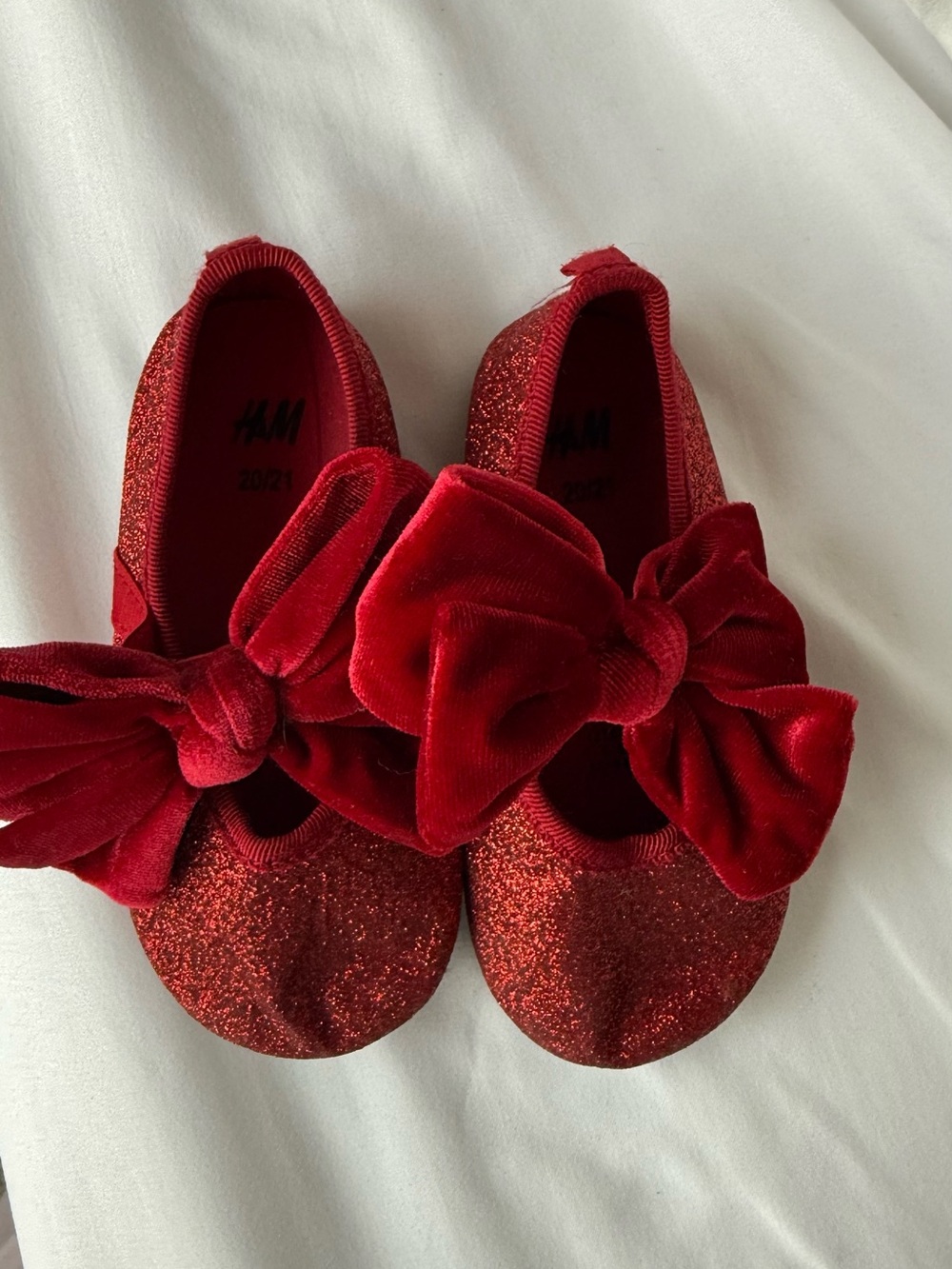 H&M Kids Red Glitter Bow Ballet Flats